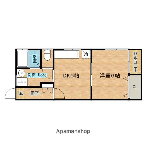 イーグルハイツⅡ(1DK/2階)の間取り写真