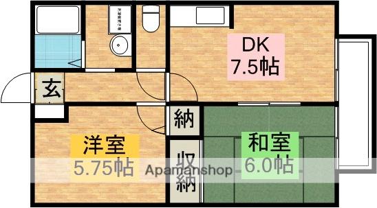 コーポシンエイ(2DK/1階)の間取り写真