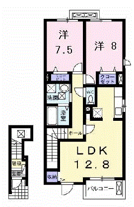 カーサフェリーチェⅠ(2LDK/2階)の間取り写真