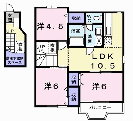 ピサンリ(3LDK/2階)の間取り写真
