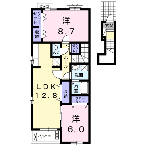 アイ・ボヌール(2LDK/2階)の間取り写真