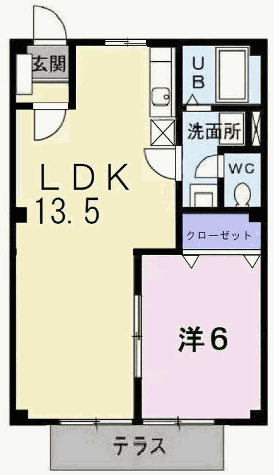 エル・ガーデンB(1LDK/1階)の間取り写真