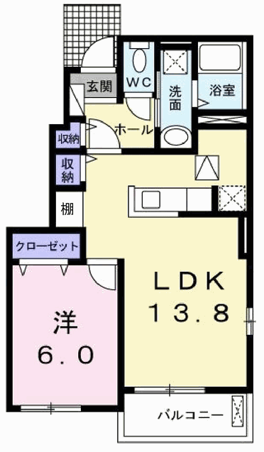 アバンツァート葉多(1LDK/1階)の間取り写真