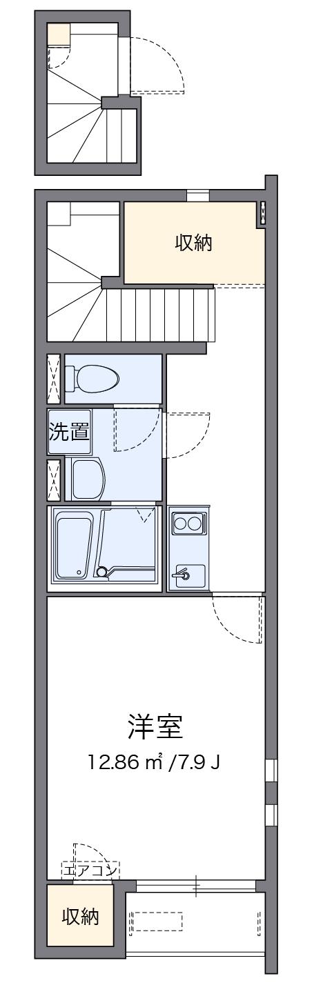 クレイノコンフォータブル加東(1K/2階)の間取り写真