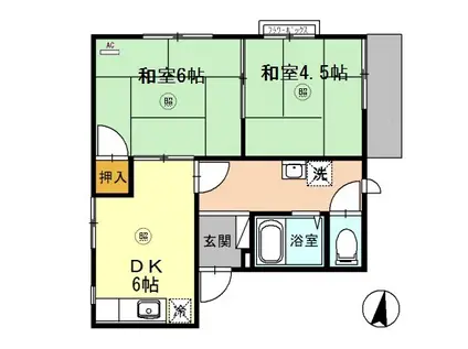 サンハイツ学園前(2DK/1階)の間取り写真