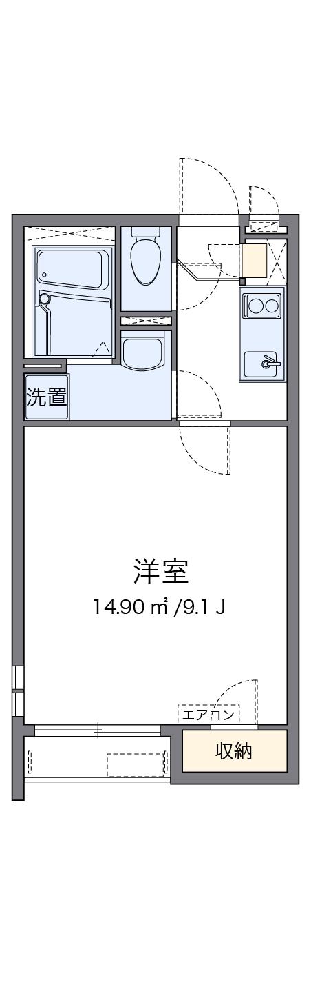 クレイノブランシュヴァルⅤ(1K/2階)の間取り写真