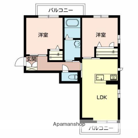 ベルフォーレ王子(2LDK/2階)の間取り写真