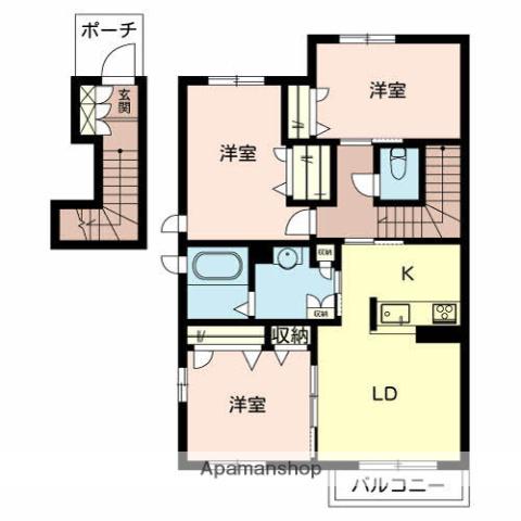 シャーメゾン平田(2LDK/2階)の間取り写真