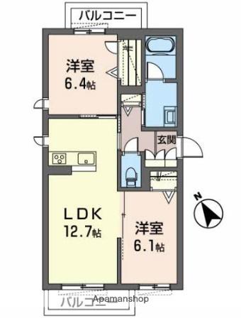 サンビューロ・シンエイ(2LDK/2階)の間取り写真