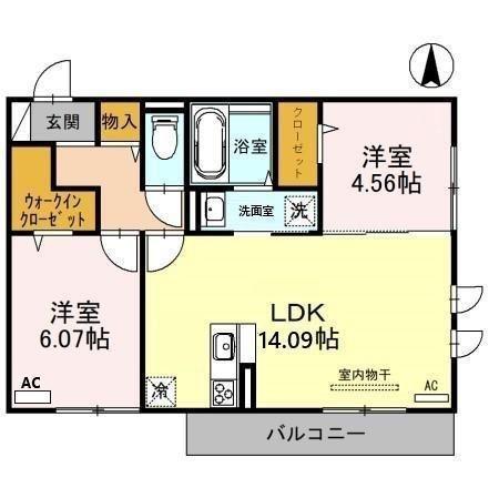 D-ROOM天神 A棟(2LDK/3階)の間取り写真