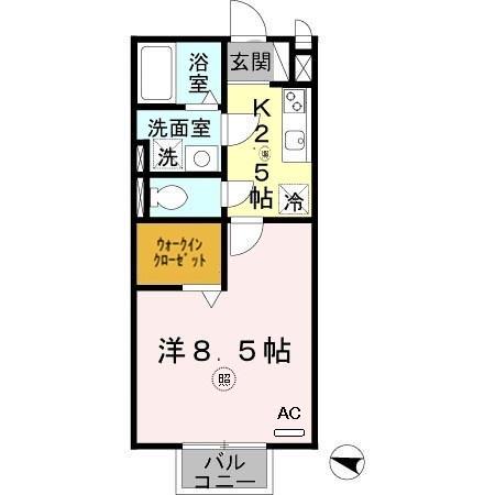 メゾンド・モンテ・ノール(1K/2階)の間取り写真