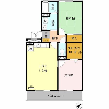 ウエストハイツ(2LDK/3階)の間取り写真