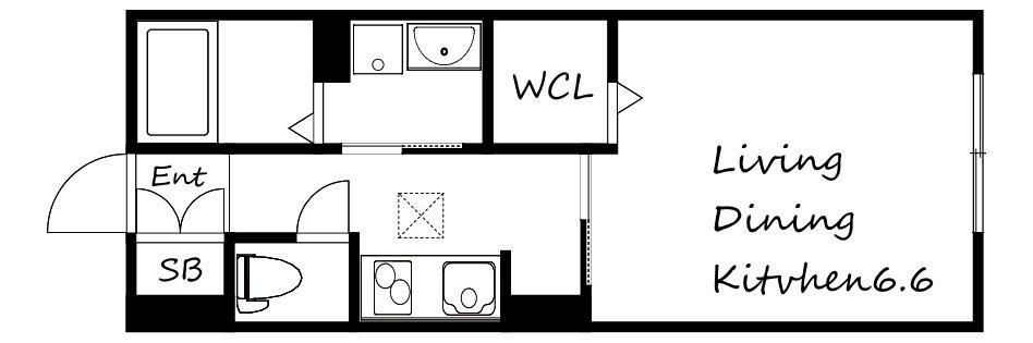 クロユリ(1K/2階)の間取り写真