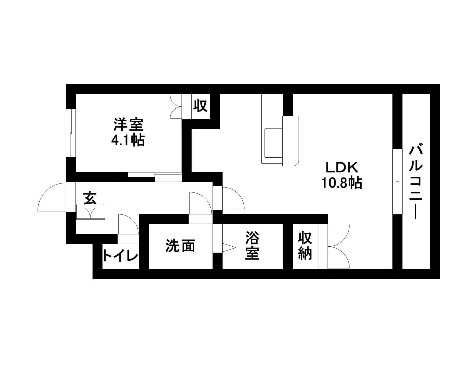 ルナフィット(1LDK/1階)の間取り写真