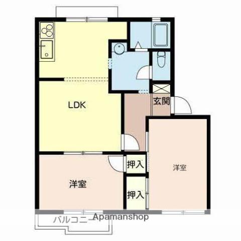 白東ハイツA(2LDK/2階)の間取り写真
