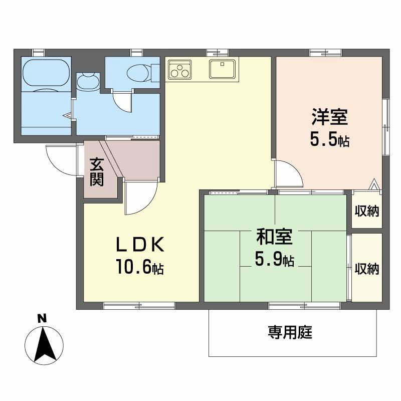 メゾン・ド・S(2LDK/1階)の間取り写真