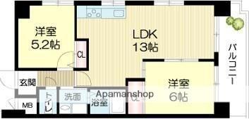 ロイヤルコーポ姫路栗山町(2LDK/9階)の間取り写真