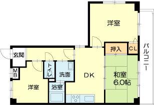 ロイヤルコーポ宝殿(3DK/5階)の間取り写真