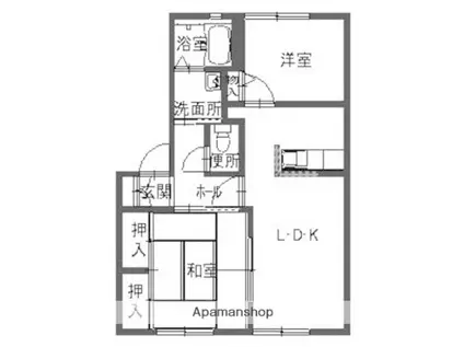 シャーメゾン米田 B棟(2LDK/1階)の間取り写真