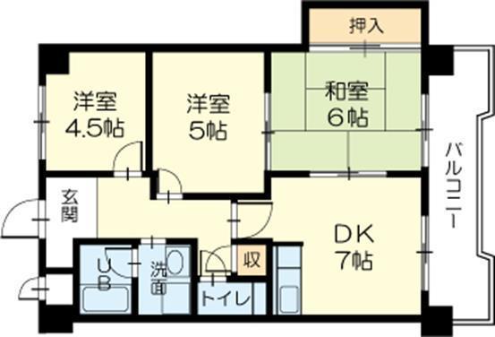 ロイヤルコーポ伊保(3DK/5階)の間取り写真