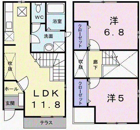 メゾンソレイユ(2LDK/1階)の間取り写真