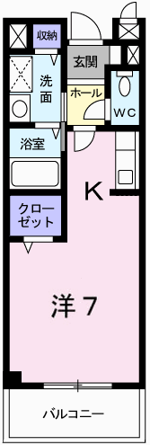 アラモードF(1K/2階)の間取り写真
