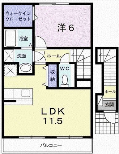 ソレアードⅡ(1LDK/2階)の間取り写真