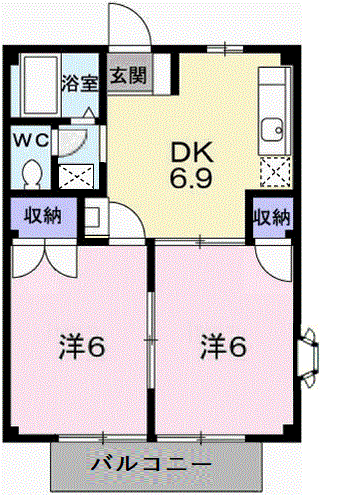 アメニティ浅見(2DK/1階)の間取り写真