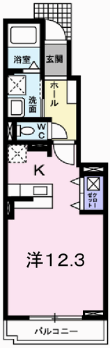 エクセラン則直 Ⅲ(1K/1階)の間取り写真