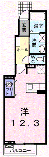 エテルナ・パーク(ワンルーム/1階)の間取り写真