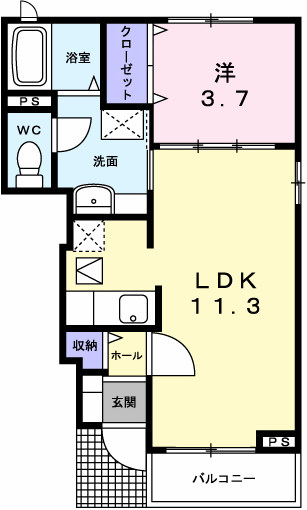メゾンセレーノ(1LDK/1階)の間取り写真