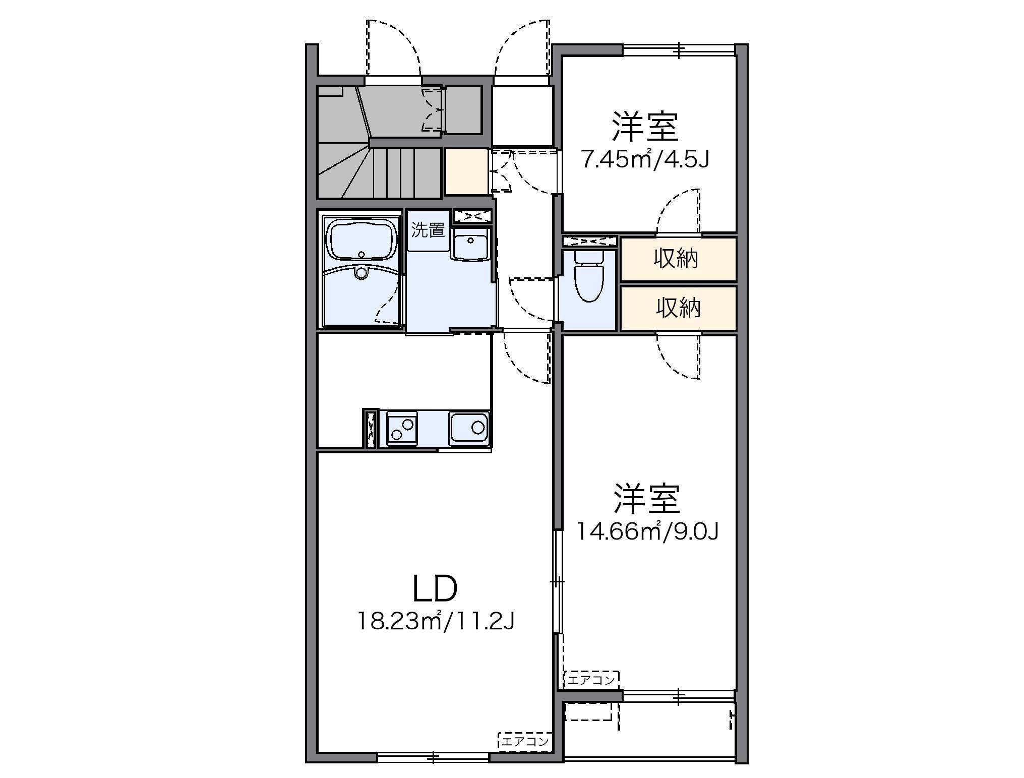 レオネクストジュヌ エルブ(2LDK/1階)の間取り写真