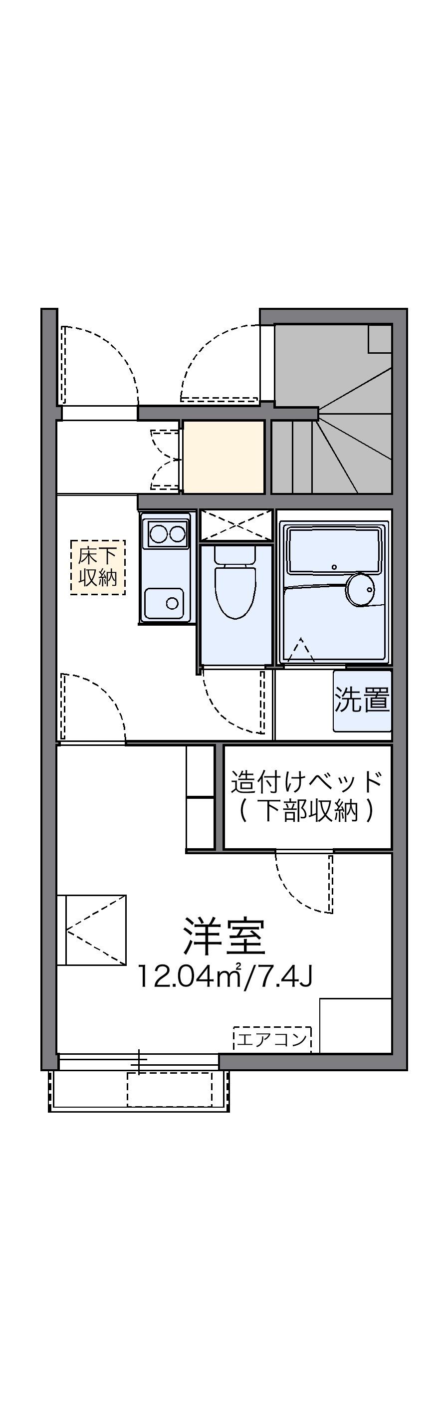 レオネクストホクトⅡ(1K/1階)の間取り写真