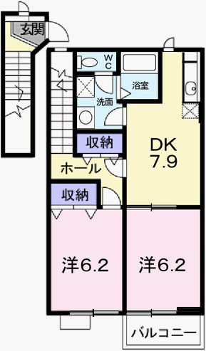 サンシャルマン(2DK/2階)の間取り写真
