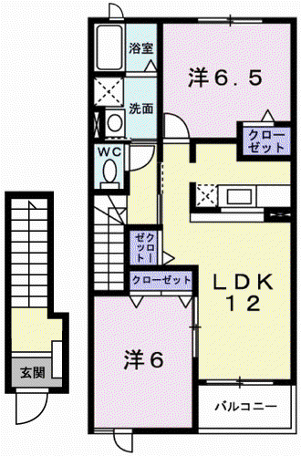 アメニティⅡ(2LDK/2階)の間取り写真
