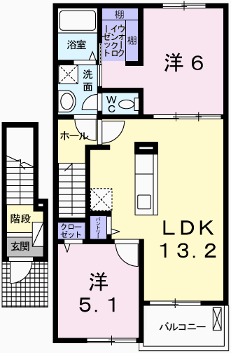 スカイ・ガーデンズ(2LDK/2階)の間取り写真