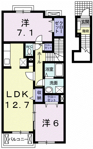 メゾンプラージュ Ⅱ(2LDK/2階)の間取り写真