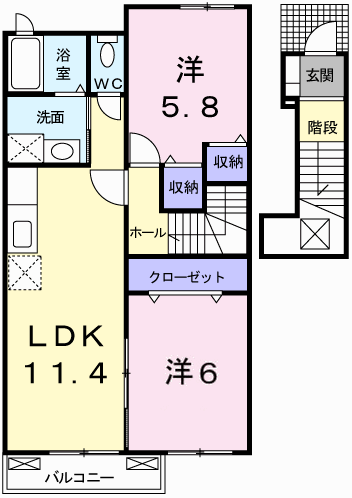 スクエア・センチュリー(2LDK/2階)の間取り写真