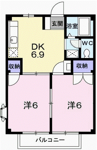 エルガーデン Ⅰ(2DK/2階)の間取り写真