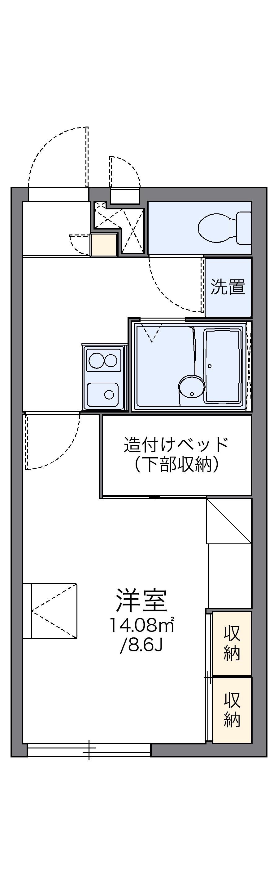 レオパレスドルフィン(1K/1階)の間取り写真