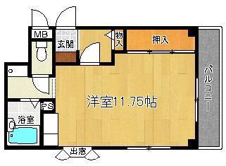 エーデル宝殿(ワンルーム/3階)の間取り写真