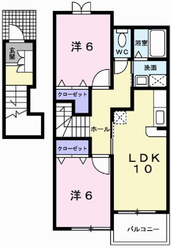 シャトレーゼ(2LDK/2階)の間取り写真