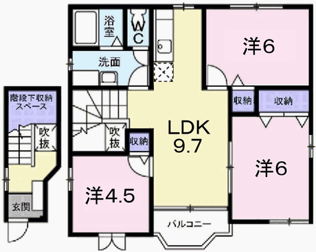 エストノーヴァ(3LDK/2階)の間取り写真