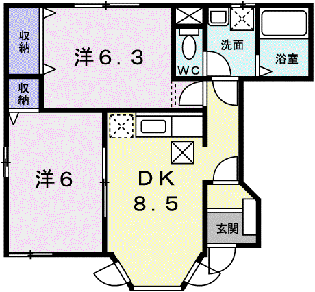 ブルーマウンテン3(2DK/1階)の間取り写真