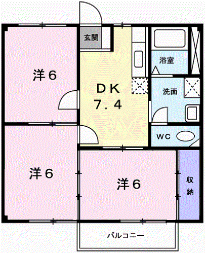 ニューシティK&M(3DK/2階)の間取り写真