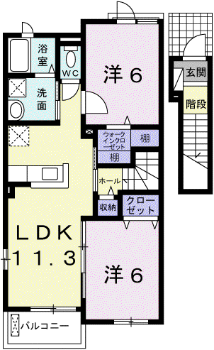アンジュ エールⅠ(2LDK/2階)の間取り写真