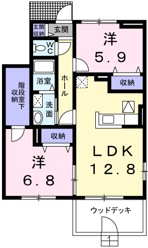 エメラルド雅(2LDK/1階)の間取り写真