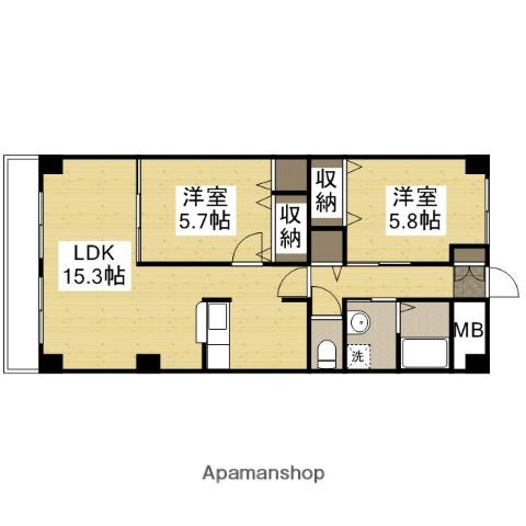 グランツ野里(2LDK/4階)の間取り写真