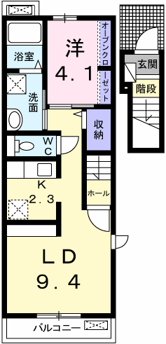 ミルト アンジュⅣ(1LDK/2階)の間取り写真