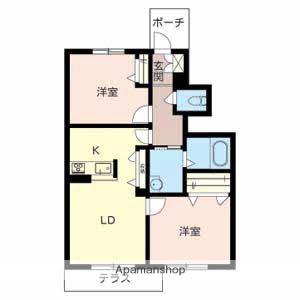 カーザ ボニータC棟(2LDK/1階)の間取り写真